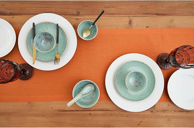 Solino Home Linen Pumpkin Table Runner 108 Inches Long - 100% Pure Linen 14 x 108 Inch Table Runner for Dining, Fall, Autumn, Halloween, Thanksgiving - Fete