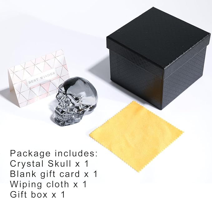 Model Statue for Home Décor Crystal Skull Decorative Figurine Gifts for Women Husbands Halloween Head Figurine Decoration Gift (Silver Skull)