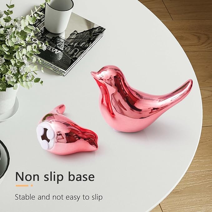 Notakia Small Birds Statues Pink Home Decor Modern Style Decorative Ornaments for Living Room, Bedroom, Office Desktop, Cabinets (2Pcs Pink Birds)