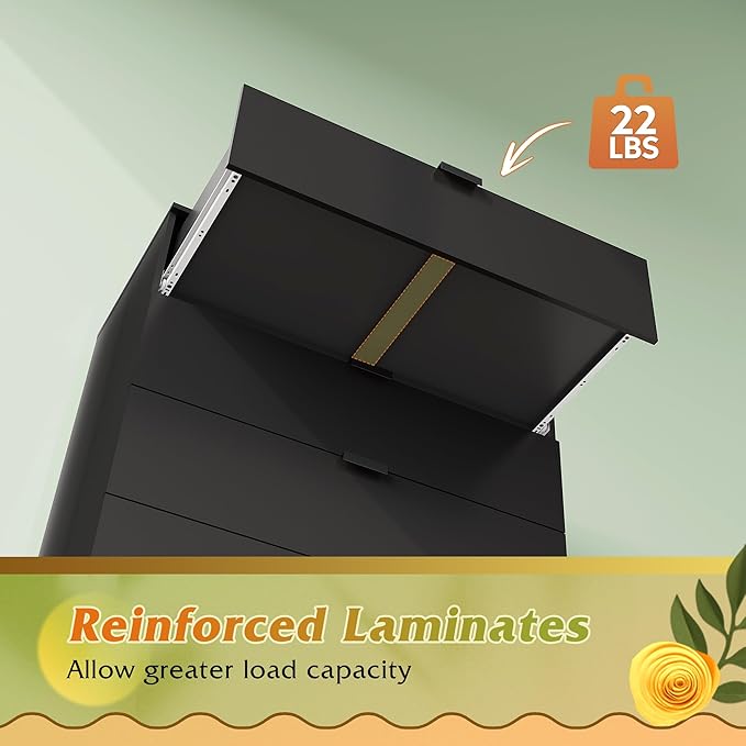 WLIVE 4 Drawer Dresser for Bedroom, Tall Wood Dresser, Modern Black Dressers with Sturdy Metal Handle, Small Chest of Drawers for Living Room, Hallway