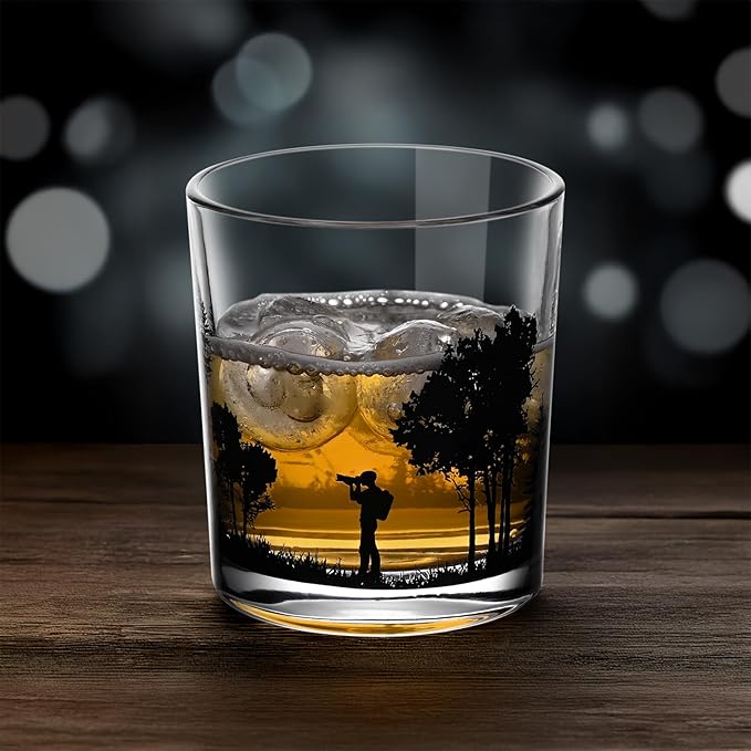 Old Fashioned Whiskey Glasses, Stemless Wine Glasses with Gift Box, 10Oz Rocks Glass for Scotch Cocktail Bourbon Vodka Liquor, Unique Gifts for Dad, Husband, Father's Day, Anniversary