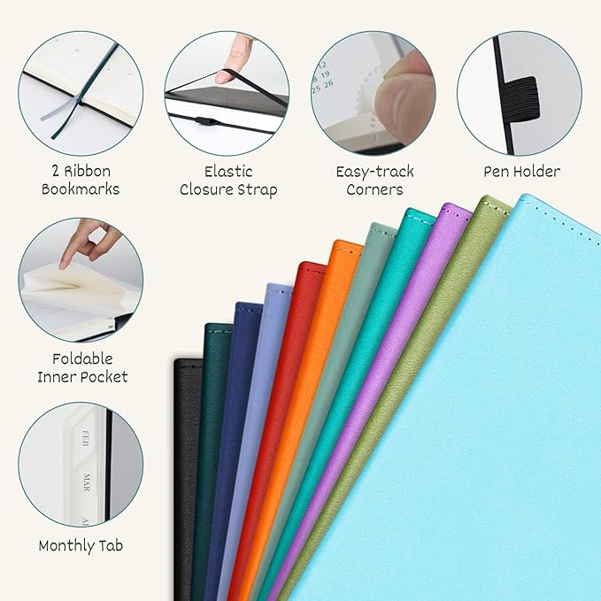 BEZEND Planner 2025-2026 Weekly and Monthly, 8.5" x 11" Academic Calendar (Jul 25-Dec 26) Vertical Daily Appointment with Hourly Timeslot & Monthly Tab, PU Leather Hardcover - Blueberry