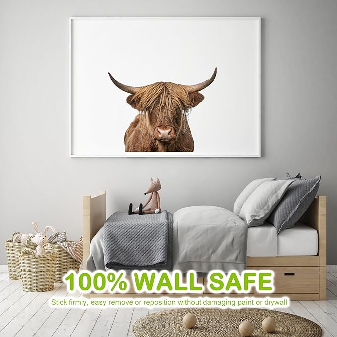 Highland Cow Wall Window Stickers Decor Scottish Cow Wall Decals Peel and Stick Funny Cow Wall Stickers Removable Cool Cow Farmhouse Kitchen Decoration Weird Gifts for Fiends Christmas