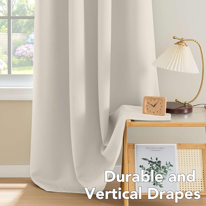 H.VERSAILTEX Room Darkening Curtains for Living Room Light Reducing Thermal Insulated Window Treatment Panels/Drapes Grommet Top 2 Panels (Ivory - 52 x 108 Inches)