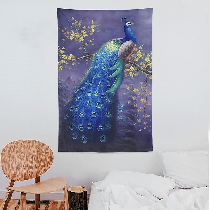 yowecso Peacock Tapestry - Purple Peacock Wall Hanging for Bedroom, Living Room & Dorm - 40"x60"