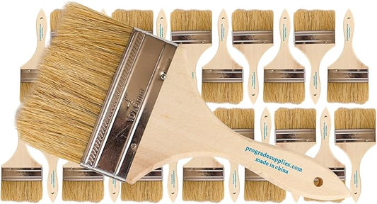 Pro Grade - Chip Paint Brushes - 24 Ea 4 Inch Chip Paint Brush Light Brown