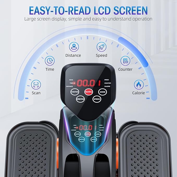 Under Desk Elliptical Machine, Quiet & Portable Seated Pedal Exerciser with 12 Adjustable Speeds & Remote Control, Low-Impact Electric Ellipse Leg Exerciser for Cardio & Strength