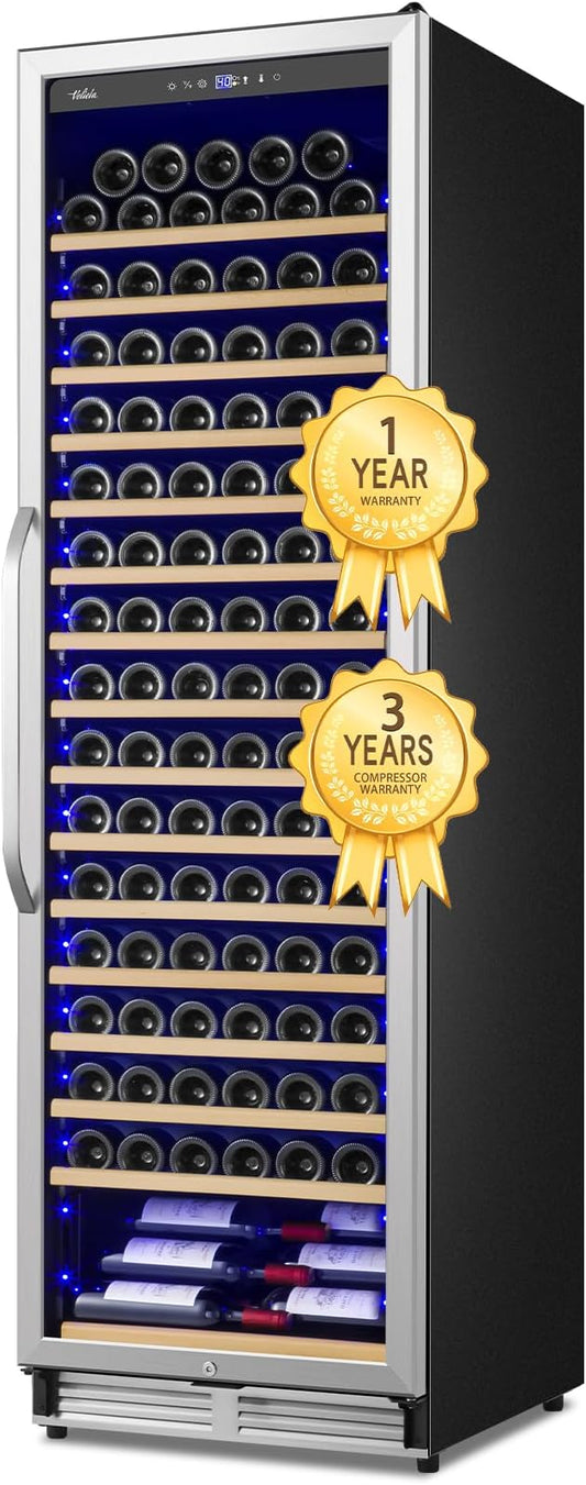 Upgraded 190 Bottles Wine Cooler Refrigerator,24 Inch Wide Wine Fridge with Professional Temperature Control System, Freestanding or Built-in installation, Quiet Operation