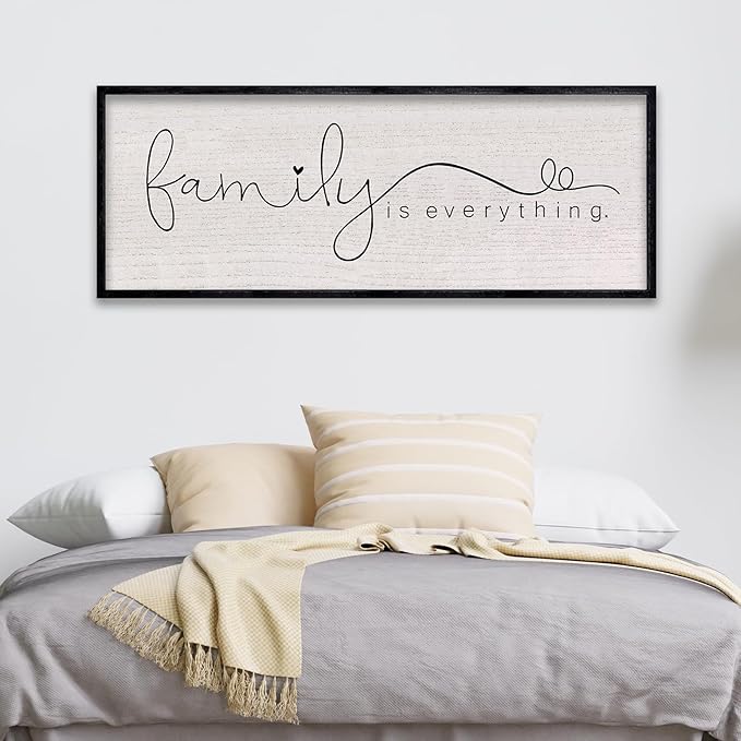 LuZhiQiang Family is Everything Sign Wall Decor 40"x15" Warm Home Sign Wall Art for Entryway Large Hanging Wood Framed (Black)