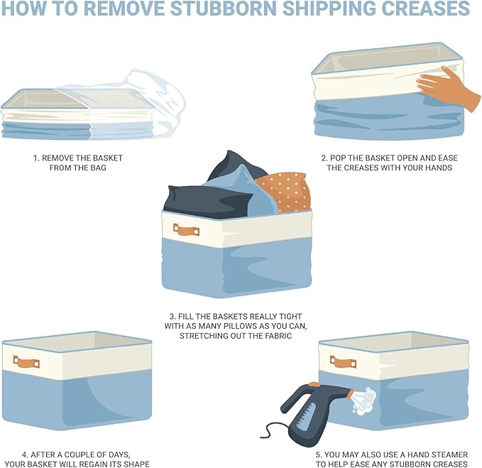 OrganiHaus Extra Large Fabric Storage Baskets for Shelves 3 Pack | 16x13in Closet Storage Bins for Shelves | Cloth Baskets for Organizing | Linen Closet Organizers | Fabric Storage Bin - Gray/White