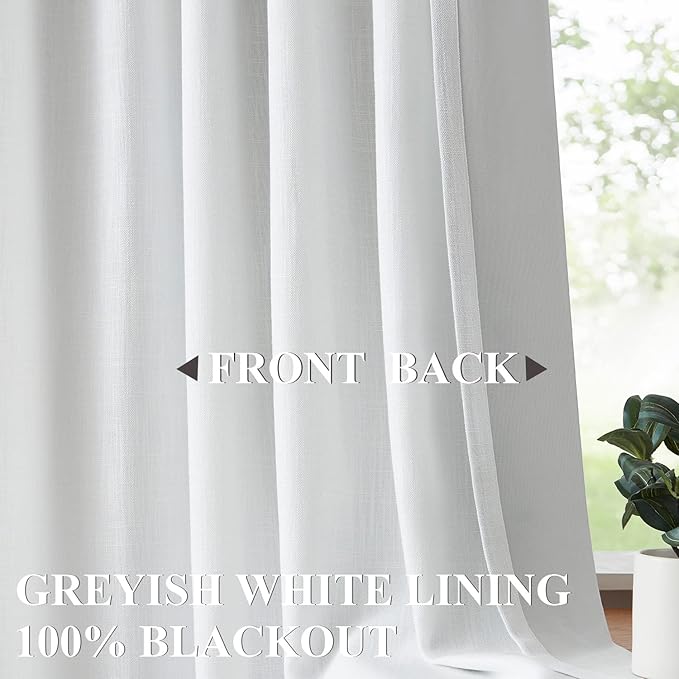 Vision Home White Pinch Pleated Full Blackout Curtains 60 inch Wide Thermal Insulated Window Curtains for Living Room Bedroom Room Darkening Pinch Pleat Drapes with Hooks Back Tab 1 Panel 60" Wx63 L