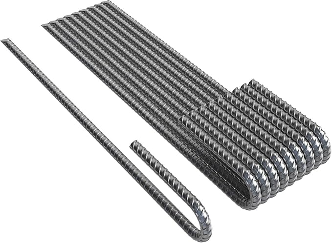 Vodaland Rebar Stakes J Hook Extra Heavy Duty 1/4 inch Coated Steel Ground Anchors with Chisel Point End (50)