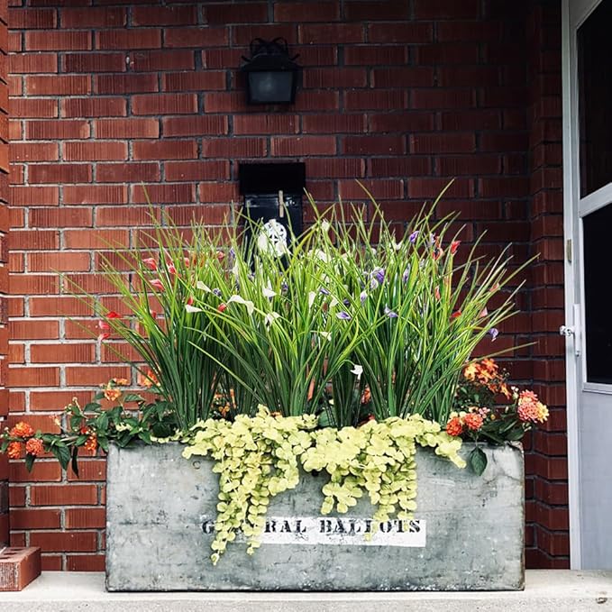 Melorca&Guilla Artificial Plants Outdoor 3PCS 23“ Fake Tall Grass,Faux Grass Plant,Artificial Grass Greenery Shrubs Bushes for Garden Porch Window Box Shop Office Home Décor