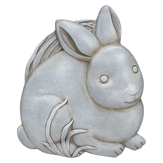 NAT & Jules Animal Character Shaped Dimensional Indoor Outdoor 11 inch Cast Resin Decorative Garden Stepping Stone, Patio, Walkway Sculpture Yard Art, Stone Grey Bunny