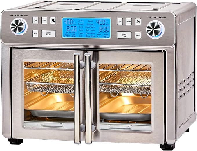 Emeril Lagasse Dual Zone 360 Air Fryer Oven Combo with French Door, 25 QT Extra Large, Cook Two Foods in Different Ways, Up to 60% Faster from Frozen to Finish