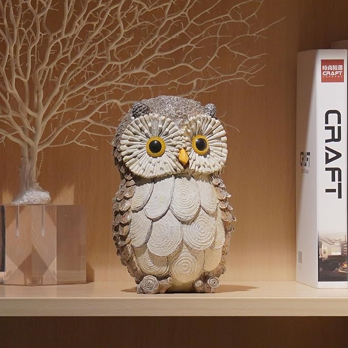 Guichifun Owl Statue Home Decor Accents - Cute Owl Figurines for Shelf Bookshelf TV Stand Décor Bedroom Office Decorations Ideal Gift for Owl Lovers 5 x 5 x 8 Inch