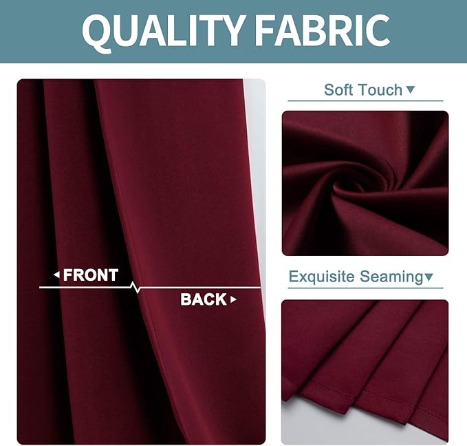 ChrisDowa Burgundyout Curtains 78 inches Long for Bedroom - 2 Panels Set Grommet Thermal Insulated Room Darkening Curtains for Living Room (Burgundy, 42 x 78 Inch)