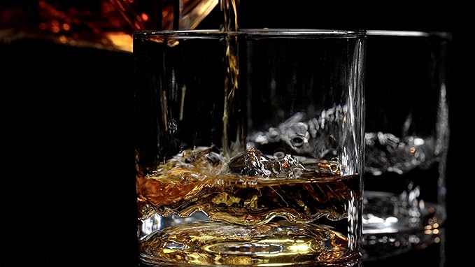 Mount Rainier Heavy Crystal Whiskey Glasses Gift Set of 2, Thick Freezable Bourbon Glass 1lb Each, Premium Whiskey Gifts for Men, Frozen Crystal Chills Cocktails, 10 oz