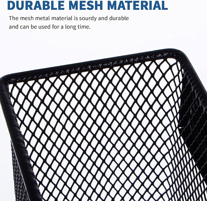 dedoot Magnetic Pencil Holder, Black Mesh Pen Organizer Strong Magnetic Storage Basket Organizes Pens, Pencils, Markers for Whiteboard, Locker, Fridge, Cubicle Desk, Offices 6.3x2.3x2.6inch,2 Pack