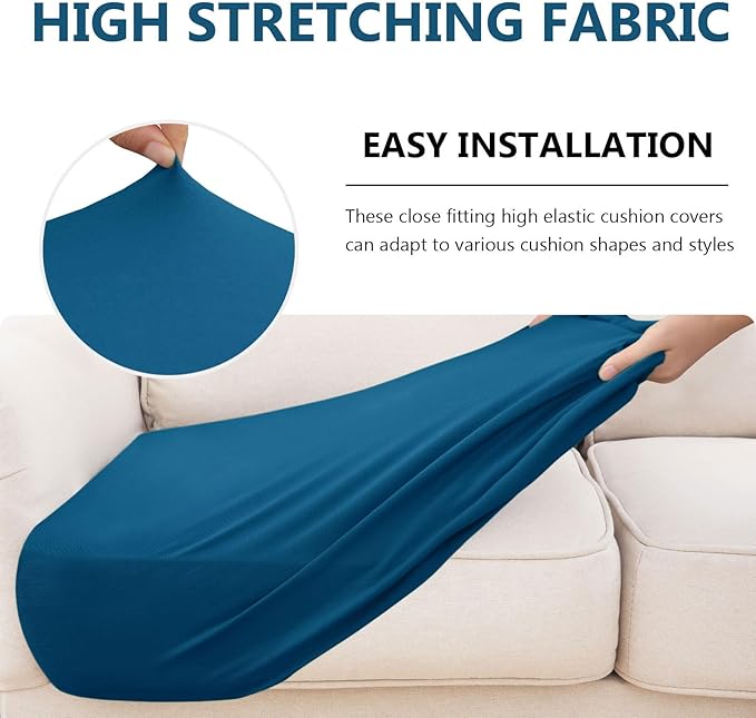 hyha Waterproof Couch Cushion Covers, Stretch Sofa Couch Seat Slipcover for Dog Washable, Non-Slip Waterproof Outdoor Cushion Covers for Patio Furniture Replacement (1 Piece for Small, Deep Teal)