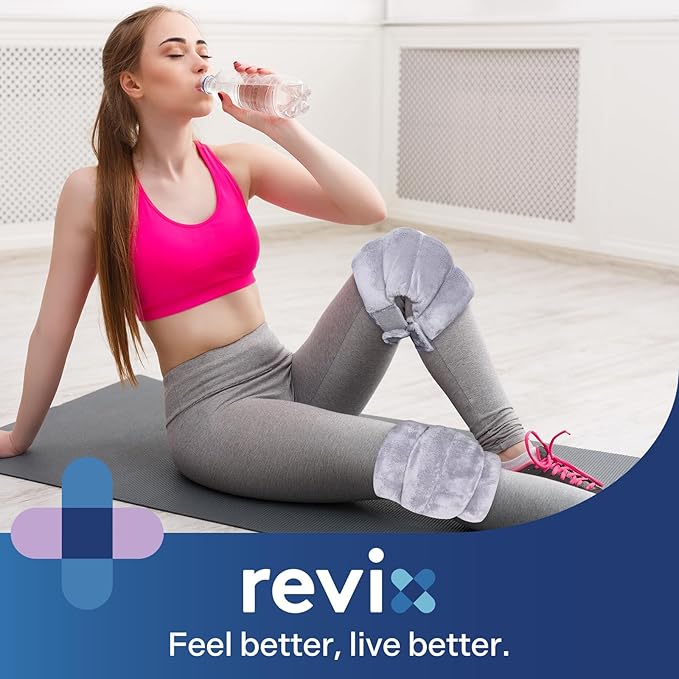 REVIX Microwave Heating Pad for Knee Support, Heated Knee Wrap with Moist Heat for Stiffness, Elbow & Joint, Microwavable Hot or Cold Compress for Women & Men