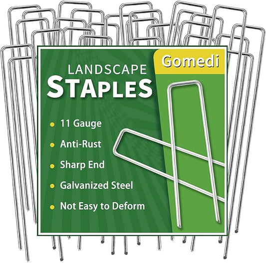 Landscape Staples 12 Inch 120 Pack, Garden Stakes Galvanized Garden Staples 11 Gauge, Plant Cover Stakes for Lawn Weed Barrier