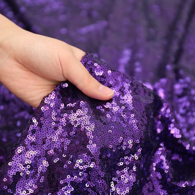 SquarePie Sequin Tablecloth 90 x 132 Inch Purple Sparkly Table Linen for Wedding Halloween Party