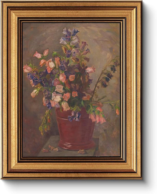 HUARCEY Gold Framed Vintage Wall Art for Living Room, Flower Painting Canvas Prints Shelf Decor for Kitchen, Aesthetic Room Decor Bedroom Wall Art, Floral Artwork for Friends or Family 8"x10"