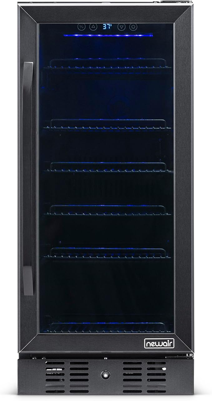 Newair 24" Wine and Beverage Refrigerator 20 Bottle and 70 Can Capacity, Built-in or Freestanding Cooler, Dual Zone Fridge in Stainless Steel with Splitshelf