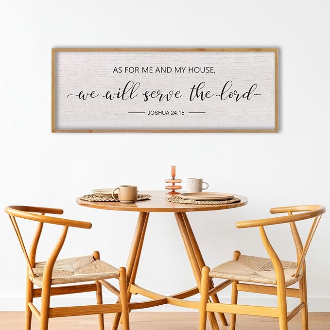 LuZhiQiang As For Me And My House We Will Serve The Lord Wall Decor Sign 40"X15" Bible Verse Religious Scripture Wall Art (Wood)