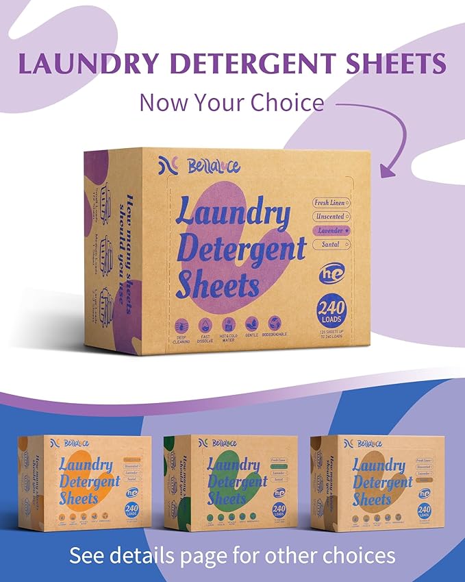 Laundry Detergent Sheets - 240 Loads Girls Lavender Laundry Sheets for Dorm,College,Home, Hotel,Apartment,Camping,Cruise,Road Trip,Beach Vacation,Backpack,Small Space, Family School Travel Essentials