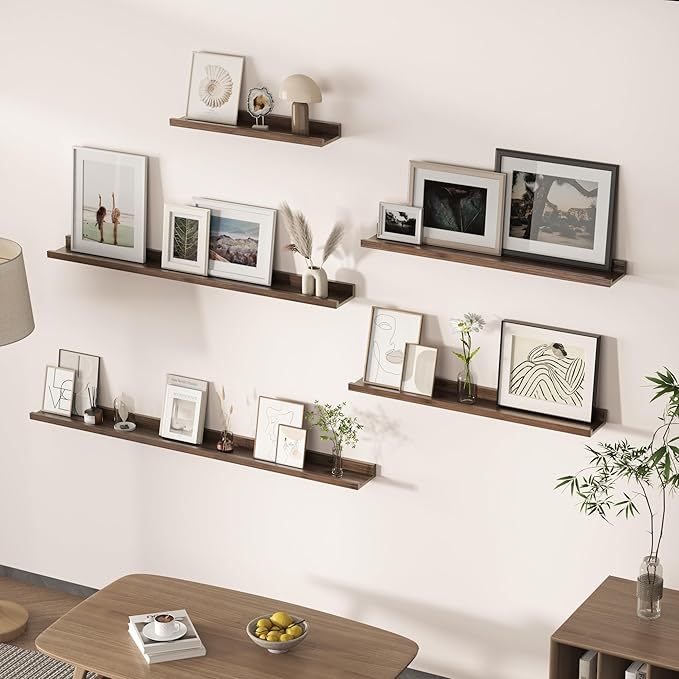 Floating Shelves for Wall, Picture Ledge Shelf 36 Inch Solid Wood Set of 2, Rustic Wall Shelves with Lip, Kids Bookshelf, Photo & Picture Live Edge Floating Shelves for Bedroom, Living Room, Kitchen