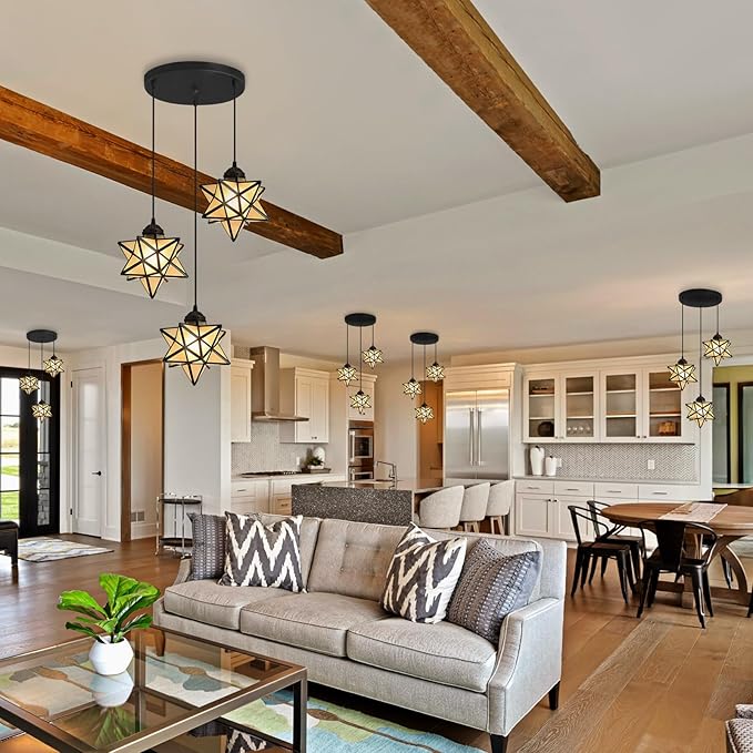 Frosted White Glass Dining Room Chandelier Farmhouse Pendant Lights for Kitchen Island Light Fixture Modern Chandeliers with Warm Light Bulbs Black