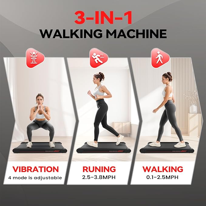 Walking Vibration Pad,Under Desk Treadmills for Home,4 in 1 Vibration Plate Exercise Machine,Portable Walking Pad with APP,350 Lb Capacity Multifunctional Treadmill Pro Max