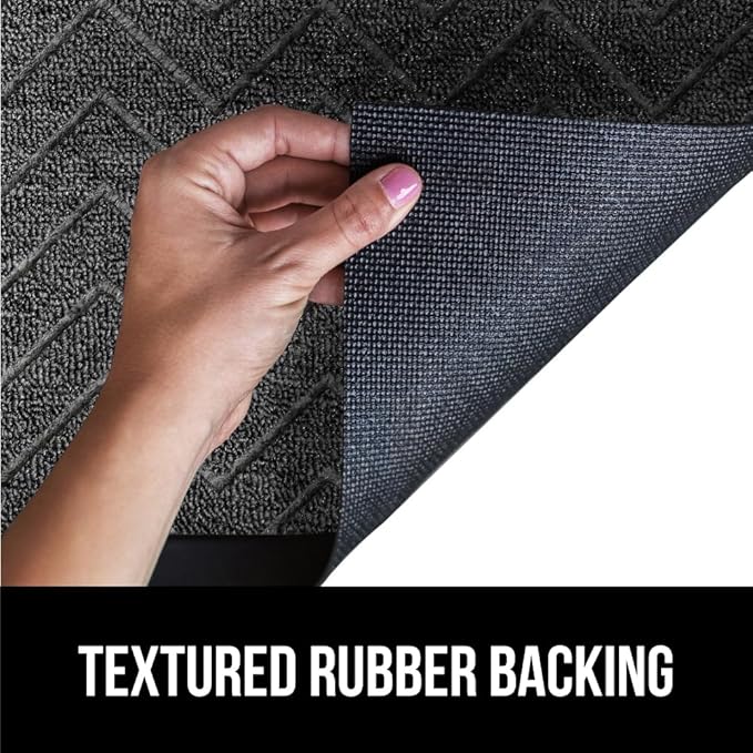 GORILLA GRIP All-Season WeatherMax Doormat, 72x24, Durable Natural Rubber, Stain and Fade Resistant, Low Profile, Indoor Outdoor Door Mats, Easy Clean Patio Entrance Mat, Steel Chevron