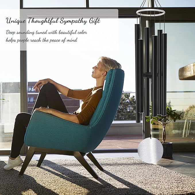 ASTARIN Wind Chimes Outdoor Large Deep Tone,36 Inch Large Chimes for Outside Tuned Relaxing Soothing Low Bass,Memorial Windchimes Sympathy for Mom Dad,Black