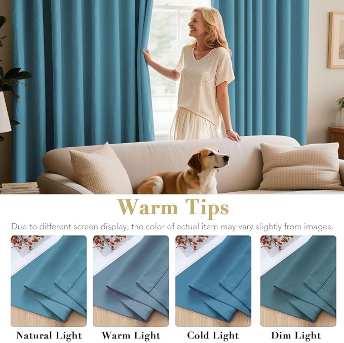 H.VERSAILTEX Blackout Curtains for Bedroom Thermal Insulated Room Darkening Living Room Curtains 84 Inch Long Grommet Privacy Protection Window Curtain Panels/Drapes for Nursery, 2 Panels, Storm Blue