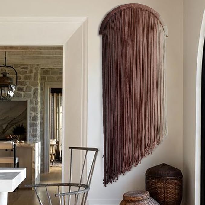 Macrame Boho Wall Decor - Pink Yarn Wall Hanging, 20" Circle Hoop