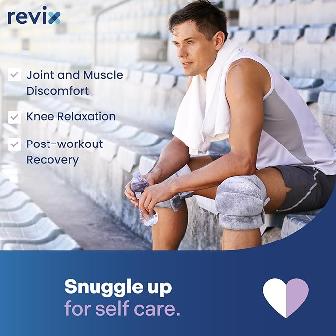 REVIX Microwave Heating Pad for Knee Support, Heated Knee Wrap with Moist Heat for Stiffness, Elbow & Joint, Microwavable Hot or Cold Compress for Women & Men