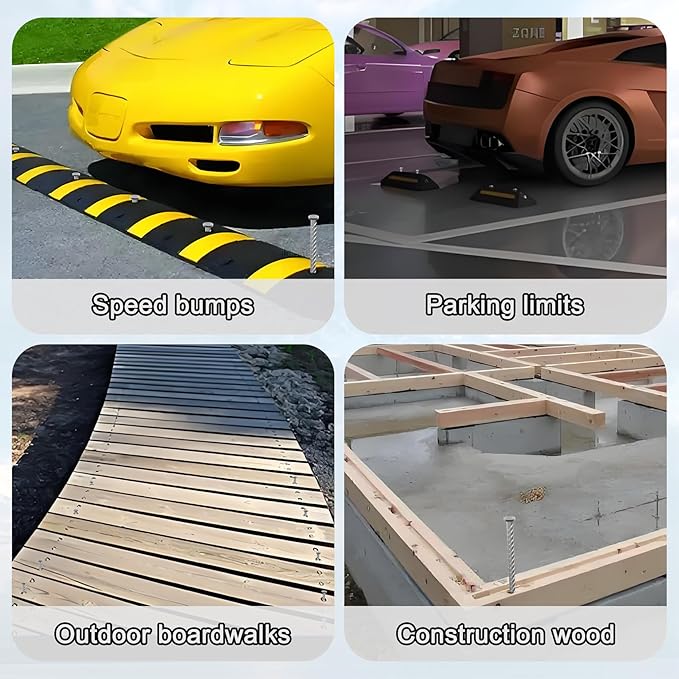 VVOKGO 16 Inch Rebar Stakes Metal Asphalt Anchoring Spikes Ground (12pcs), 1/2 Inch Diameter Galvanized Landscape Anchors Heavy Duty for Speed Bump, Handicap Threshold Ramps, Parking Limits Curb, Tarp