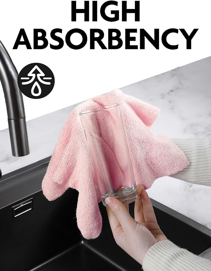 Fantasticlean Microfiber Cleaning Cloth Roll -40 Pack, Tear Away Microfiber Towels, 12" x 12", Reusable, Washable, Scratch Free, Ultra Absorbent Dish Rags for Car, Home, Garage or Shop (Pink)