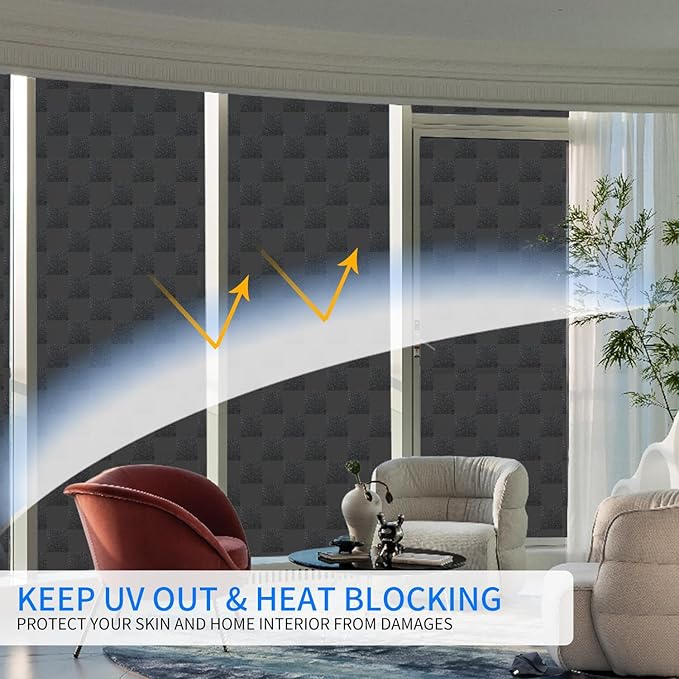 Window Film Privacy Day and Night with Installation Tools, Static Cling Glass Film Ideal for Home Shower Office Glass Door (Black, 35.4 x 196.9 Inch)