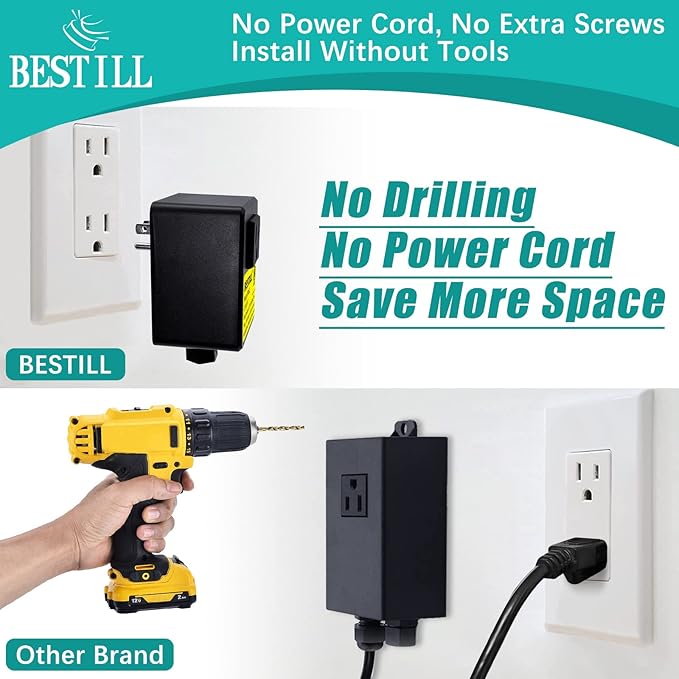 BESTILL Garbage Disposal Air Switch Kit, Square Raised Push Button Ideal for Long Nails, Cordless Sink Top Brass Switch for Food Waste Disposer, Matte Black, Compatible with all Garbage Disposals