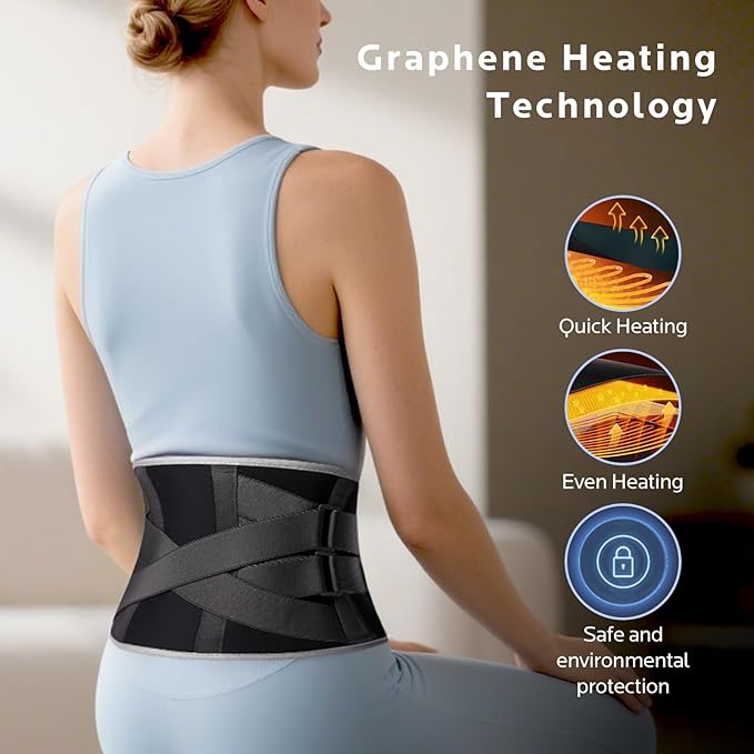 Cordless Heating Pad for Back Pain Relief: 7000mAh Lower Back Massager with 6 Heat 6 Vibration, Portable Heating Pad for Cramps, Birthday Gifts for Women Men Mom Dad