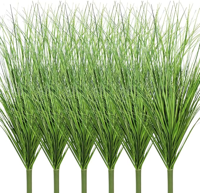 Melorca&Guilla Artificial Plants 6PCS 25.5“ Fake Tall Onion Grass,Faux Grass Plant,Artificial Grass Greenery Shrubs Bushes for Garden Porch Window Box Shop Office Home Décor