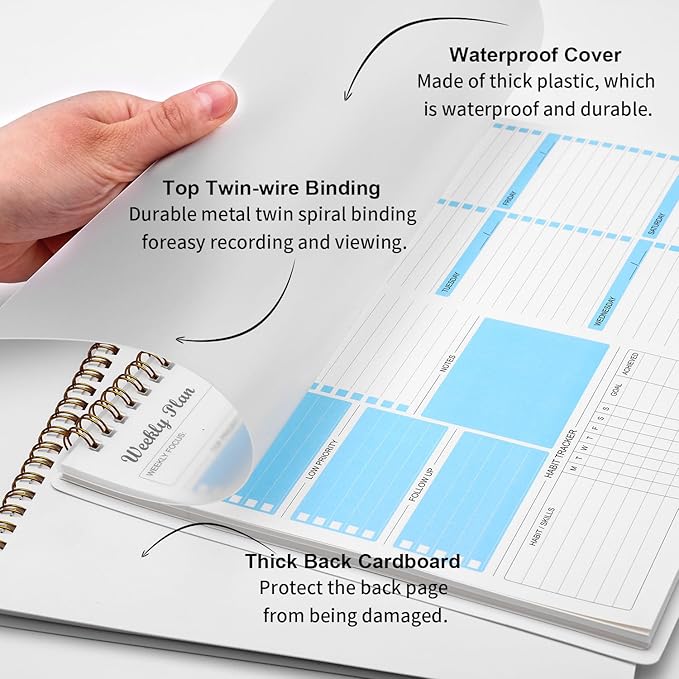Weekly Planner Notepad Undated Weekly Schedule Planner To Do List Notebook Goals Planning Pad Habit Tracker Journal for Man & Women,52 Weeks (8.5x11")