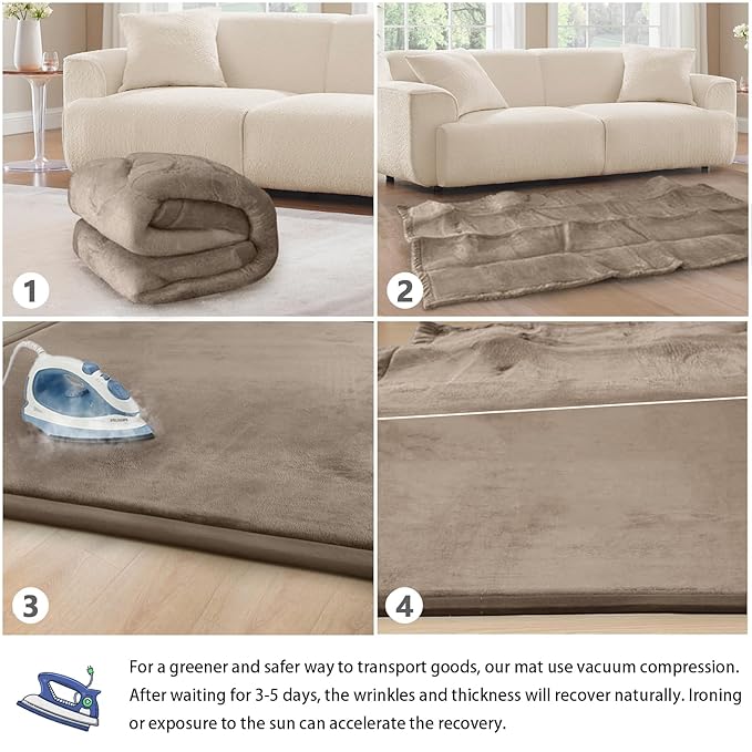 Baby Play Mat for Floor Tummy Time Mat Nursery Rug Muscle Mat Area Rug Playroom Rug Tatami Mat 6'7"x6'7" Memory Foam 1.3" Thick Crawling Mat for Babies,Toddlers, Infants, Kids,Floor Mat(Brown)