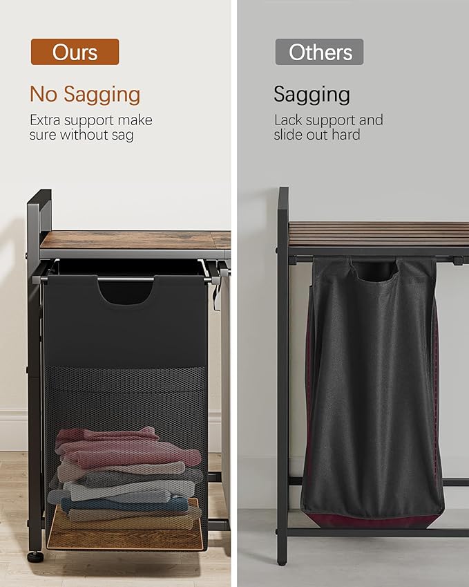 Lulive Double Laundry Hamper, Multifunctional Basket Organizer, 112L Laundry Sorter with Removable Bags and Fabric Handles, Large Top Shelf Laundry Bag for Bathroom, Dorm, Laundry Room