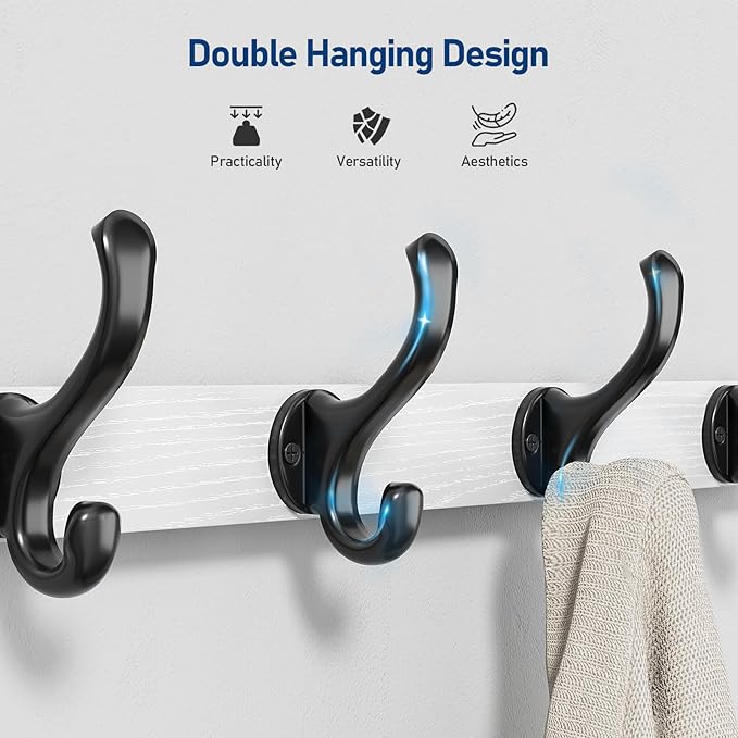 Tatub 20" Rustic Coat Rack Wall Mount with Shelf, Wall Hooks with Shelf, Heavy Duty Entryway Organizer Hangers for Hanging, Hat, Bag, Jacket for Bathroom, Living Room, Bedroom, White