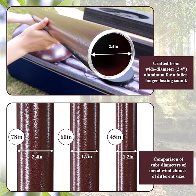 ASTARIN Extra Large Wind Chimes Outside, 2.4in Tubes Metal Handcrafted WindChimes with Deep Tone, Harmonic Deep Sound Outdoor Chimes,Outdoor Bass Bell Chime for Patio,Garden Yard Decoration,78" Bronze